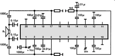 LA4500 BTL electronic component with associated schematic circuit diagram